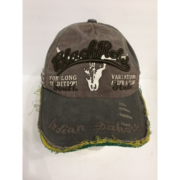 Black Rebel Indian Dakota Distress Adjustable Casual Outdoor Hat - Picture 1 of 5